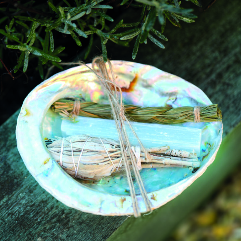 Schale mit getrockneten Pflanzen